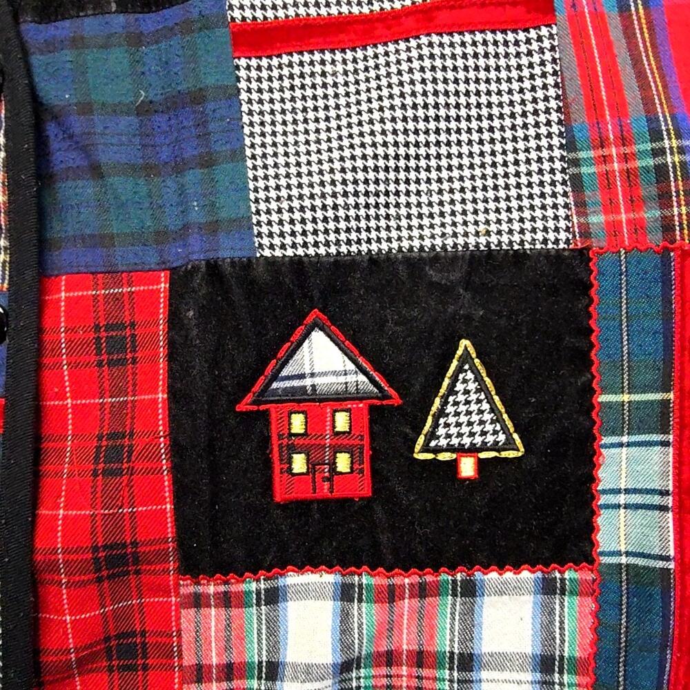 Vintage Koret Patchwork Vest Plaid Embroidered Ho… - image 7
